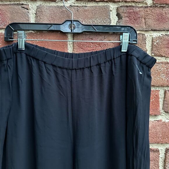 Eileen Fisher $278 crepe wide leg pants side slits tencel lyocell viscose L NEW - Picture 5 of 6